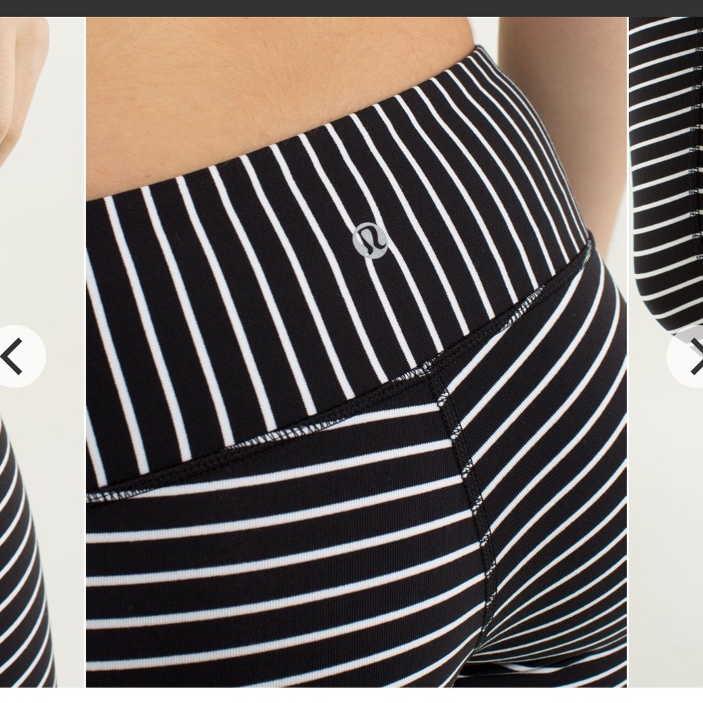 💕 LULULEMON wunder under pant size 8 parallel stripe, black with white stripes